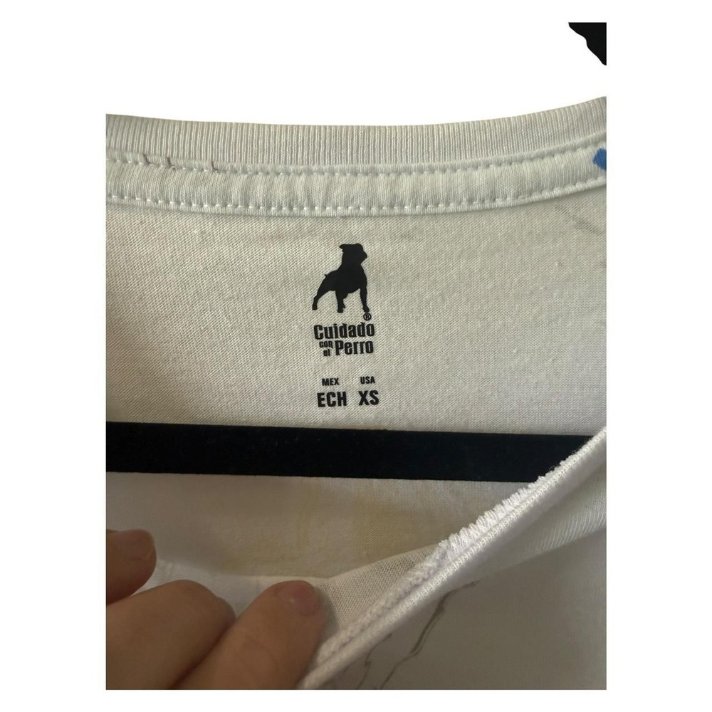 Cuidado Con El Perro White Scribble Graphic Tee Shirt Size XS - Picture 3 of 4